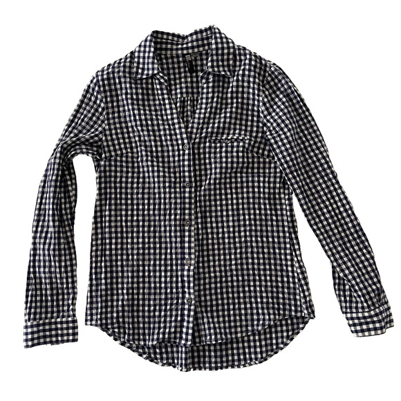 Kut From The Kloth Shirt Small Gingham Check Button Up Shirt Roll Tab Sleeves - Picture 1 of 6